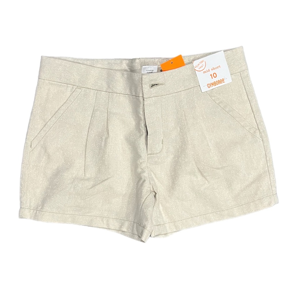 NWT Gymboree Girls Ivory Gold Chino Shorts Sz 10 Adjustable Waist
